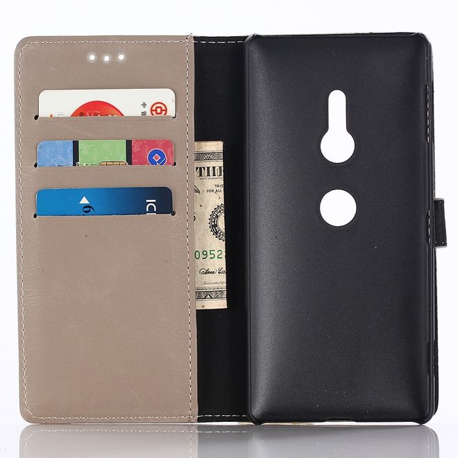 Sony Xperia XZ2 Handy Hülle - Crazy Horse Leder Case - Retrostyle - grau