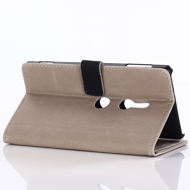 Sony Xperia XZ2 Handy Hülle - Crazy Horse Leder Case - Retrostyle - grau