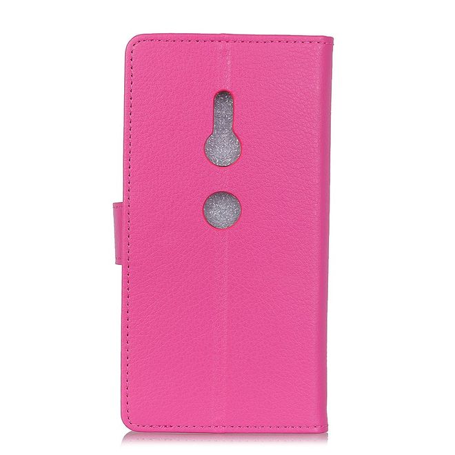 Sony Xperia XZ3 Handy Hülle - Litchi Leder Bookcover Series - rosa