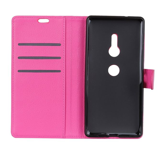 Sony Xperia XZ3 Handy Hülle - Litchi Leder Bookcover Series - rosa