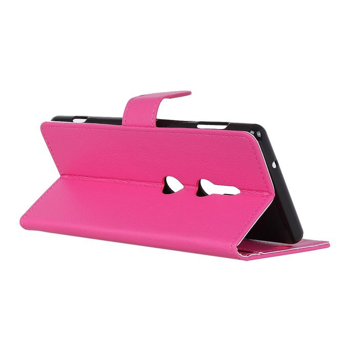 Sony Xperia XZ3 Handy Hülle - Litchi Leder Bookcover Series - rosa