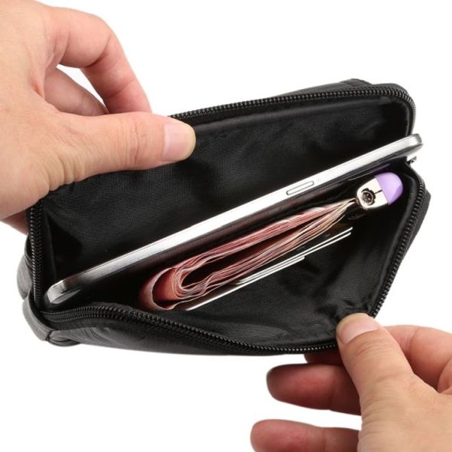 Universelle Handytasche in Echtleder mit Gürtelschlaufe - für Handys bis 6 Zoll - schwarz