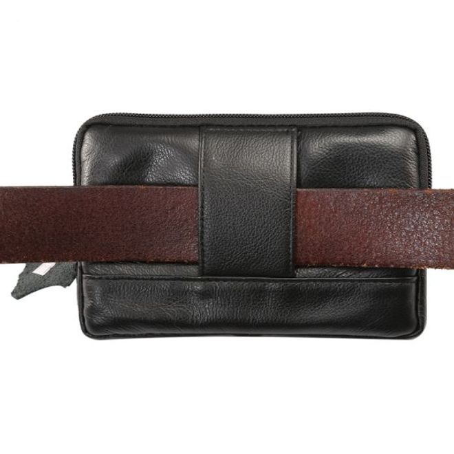 Universelle Handytasche in Echtleder mit Gürtelschlaufe - für Handys bis 6 Zoll - schwarz