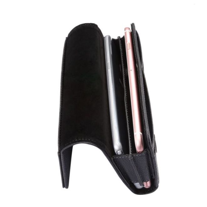 Universelle Dual Handytasche (Grösse XL) mit Gürtelclip für Handys bis 6 Zoll - schwarz