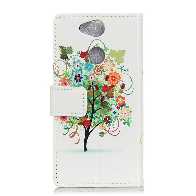 Sony Xperia XA2 Plus Handyhülle - Leder Bookcover Image II Series - farbiger Baum