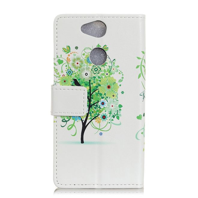 Sony Xperia XA2 Plus Handyhülle - Leder Bookcover Image II Series - grüner Baum