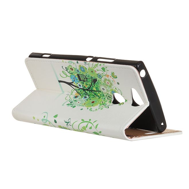 Sony Xperia XA2 Plus Handyhülle - Leder Bookcover Image II Series - grüner Baum