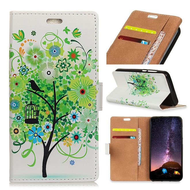 Sony Xperia XA2 Plus Handyhülle - Leder Bookcover Image II Series - grüner Baum