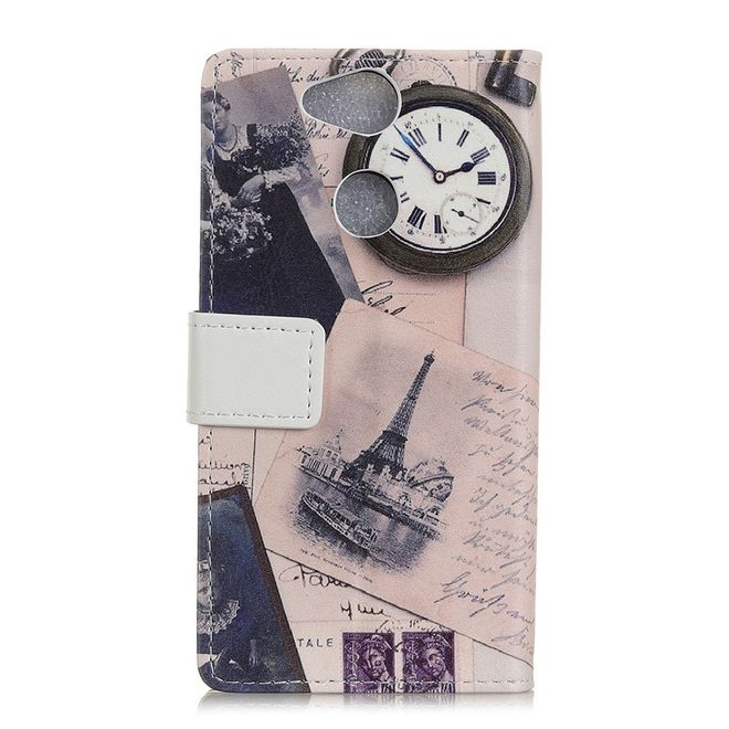 Sony Xperia XA2 Plus Handyhülle - Leder Bookcover Image II Series - Eiffelturm und Feder