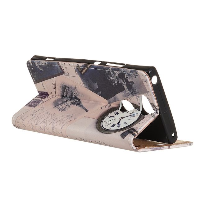 Sony Xperia XA2 Plus Handyhülle - Leder Bookcover Image II Series - Eiffelturm und Feder