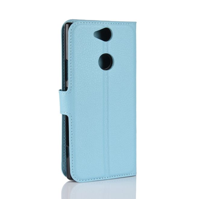 Sony Xperia XA2 Plus Handy Hülle - Litchi Leder Bookcover Series - hellblau