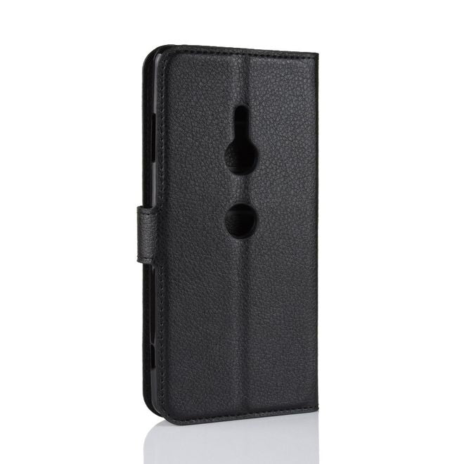 Sony Xperia XZ3 Handy Hülle - Litchi Leder Bookcover Series - schwarz