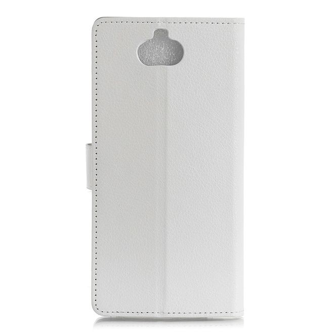 Sony Xperia XA3 Handy Hülle - Litchi Leder Bookcover Series - weiss