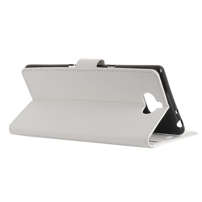 Sony Xperia XA3 Handy Hülle - Litchi Leder Bookcover Series - weiss
