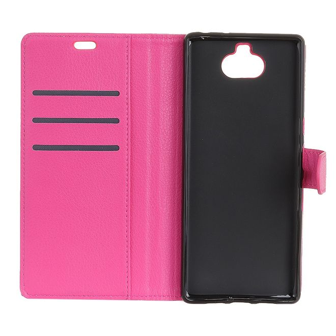Sony Xperia XA3 Handy Hülle - Litchi Leder Bookcover Series - rosa