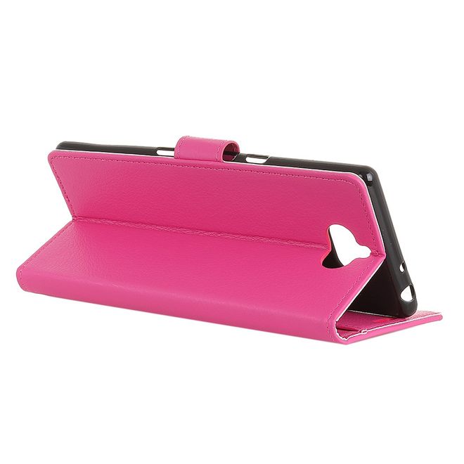 Sony Xperia XA3 Handy Hülle - Litchi Leder Bookcover Series - rosa