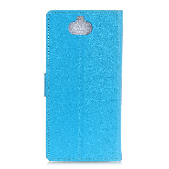 Sony Xperia XA3 Handy Hülle - Litchi Leder Bookcover Series - blau