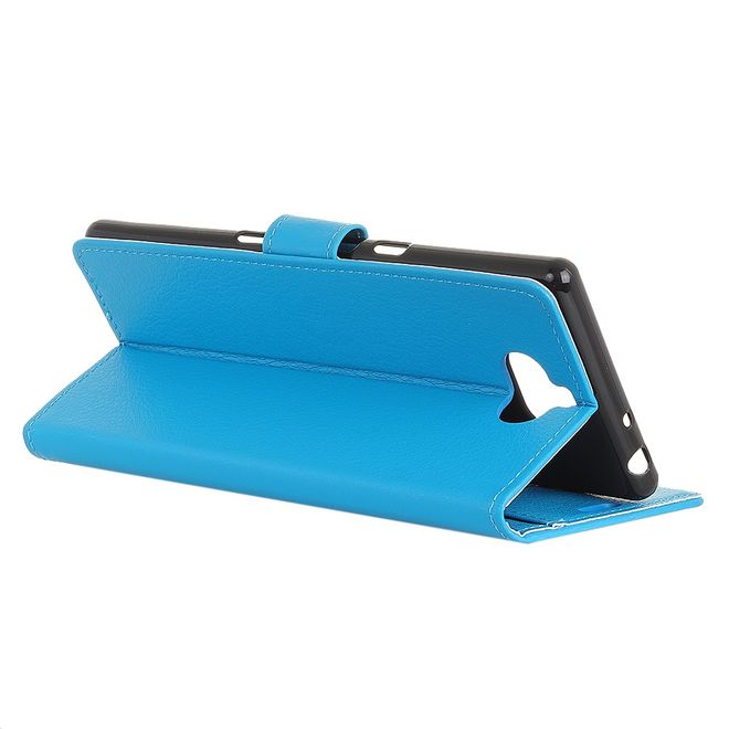 Sony Xperia XA3 Handy Hülle - Litchi Leder Bookcover Series - blau