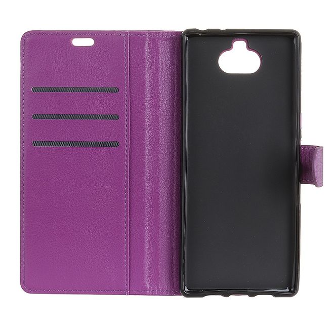 Sony Xperia XA3 Handy Hülle - Litchi Leder Bookcover Series - purpur