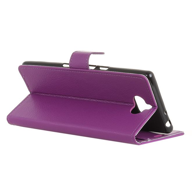 Sony Xperia XA3 Handy Hülle - Litchi Leder Bookcover Series - purpur
