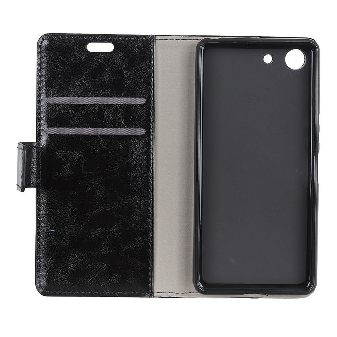 Sony Xperia XZ4 Compact Handyhülle - Crazy Horse Leder Bookcover Series - schwarz