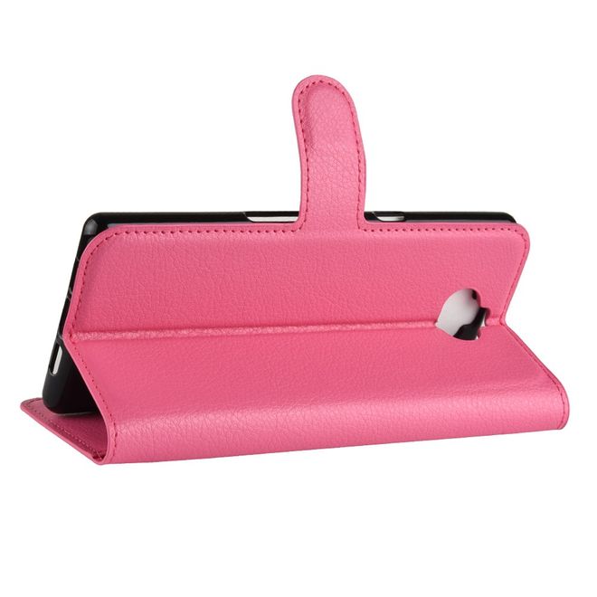 Sony Xperia 10 Plus Handy Hülle - Litchi Leder Bookcover Series - rosa