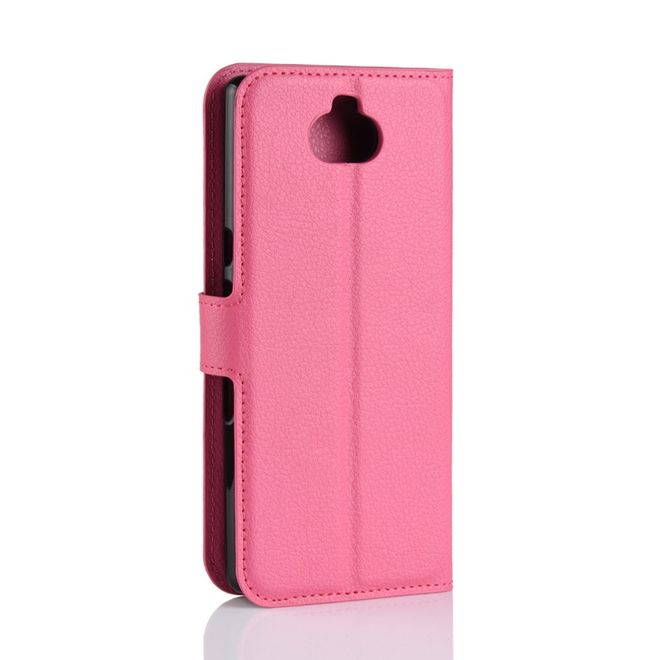 Sony Xperia 10 Plus Handy Hülle - Litchi Leder Bookcover Series - rosa