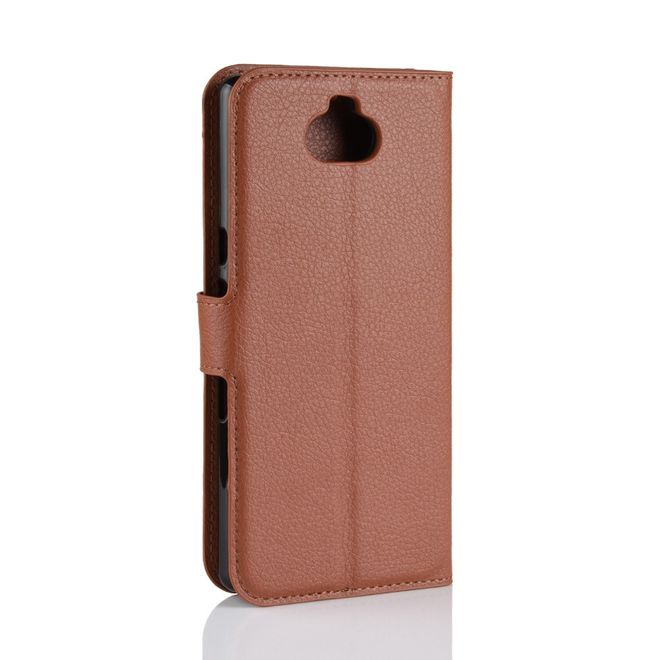 Sony Xperia 10 Plus Handy Hülle - Litchi Leder Bookcover Series - braun