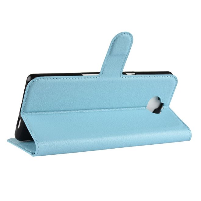 Sony Xperia 10 Plus Handy Hülle - Litchi Leder Bookcover Series - blau
