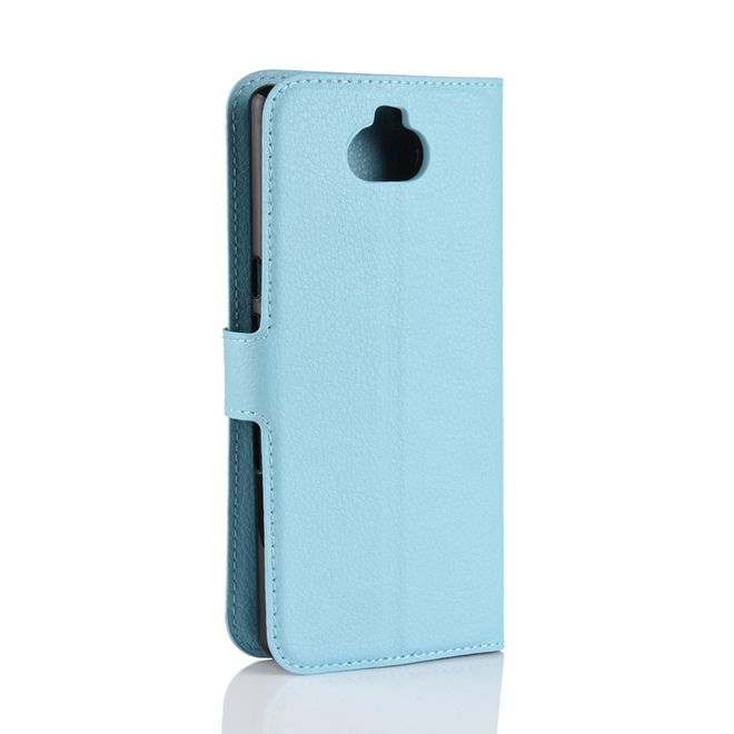 Sony Xperia 10 Plus Handy Hülle - Litchi Leder Bookcover Series - blau