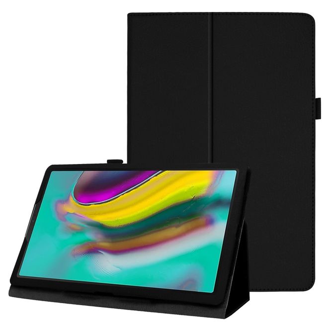 Samsung Galaxy Tab A 10.1 (2019) Hülle - Leder Case mit Litchitextur - schwarz