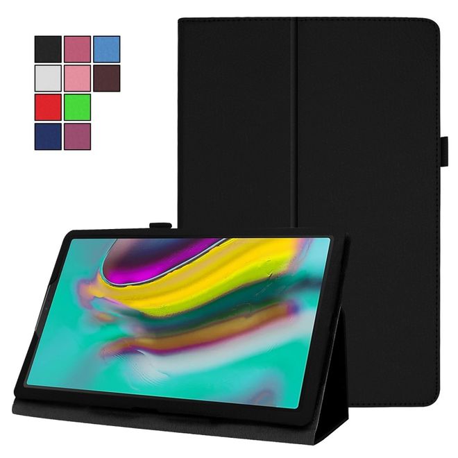 Samsung Galaxy Tab A 10.1 (2019) Hülle - Leder Case mit Litchitextur - schwarz