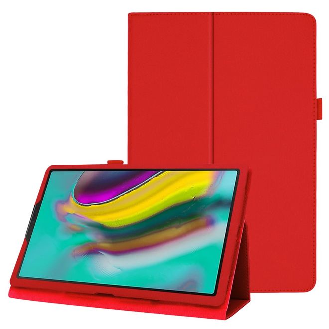 Samsung Galaxy Tab S5e Hülle - Leder Case mit Litchitextur - rot