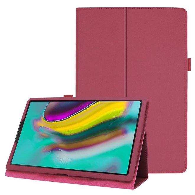 Samsung Galaxy Tab S5e Hülle - Leder Case mit Litchitextur - rosa