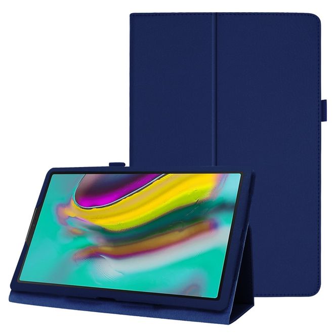 Samsung Galaxy Tab S5e Hülle - Leder Case mit Litchitextur - dunkelblau