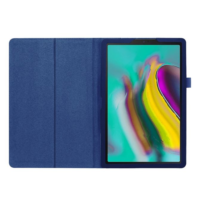 Samsung Galaxy Tab S5e Hülle - Leder Case mit Litchitextur - dunkelblau