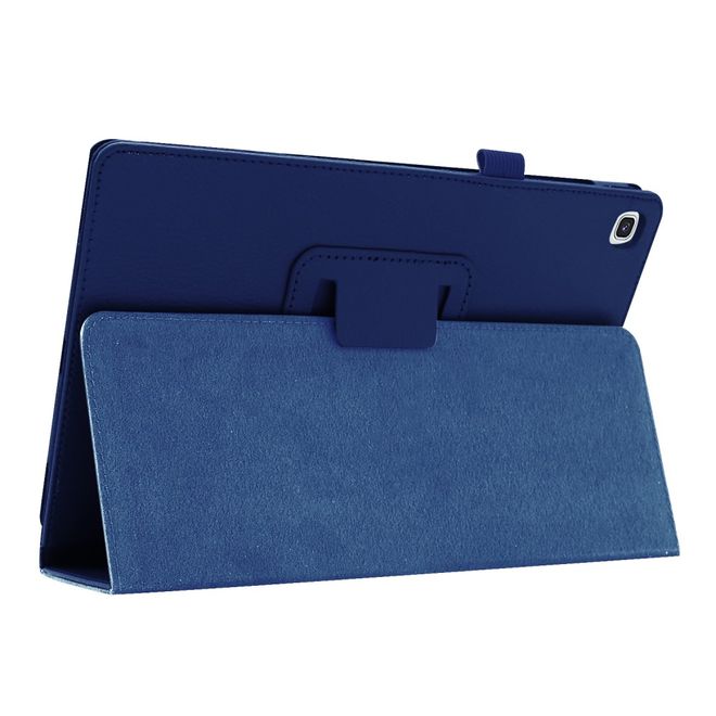 Samsung Galaxy Tab S5e Hülle - Leder Case mit Litchitextur - dunkelblau