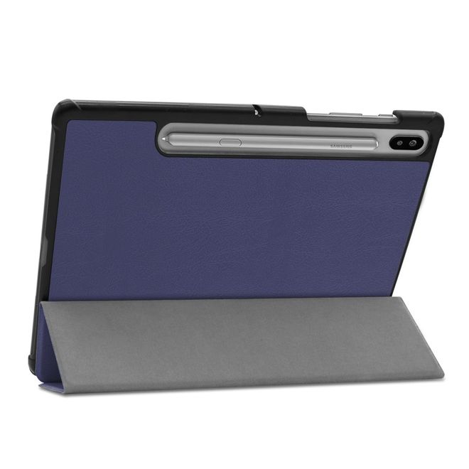 Samsung Galaxy Tab S6 Hülle - Dreifach faltbares Leder Case - dunkelblau