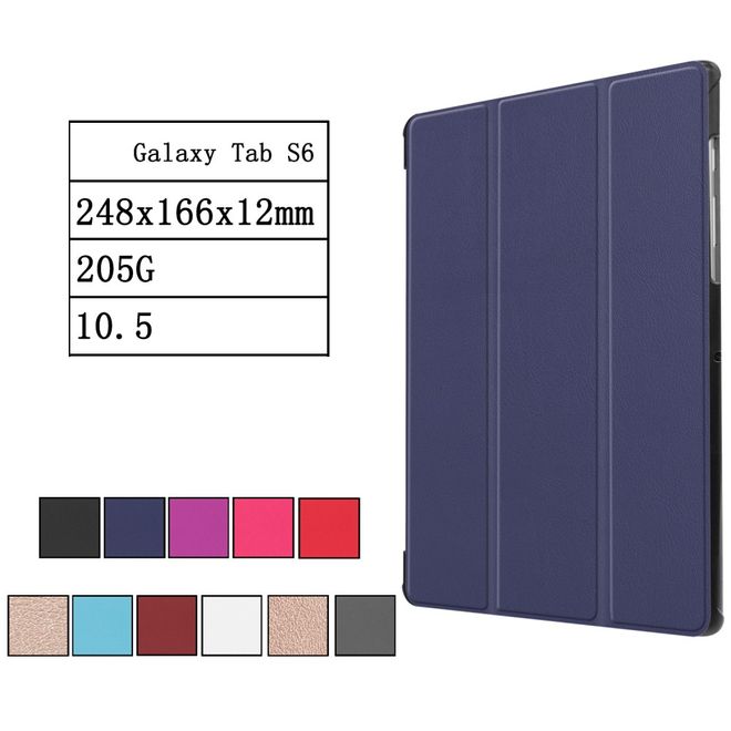 Samsung Galaxy Tab S6 Hülle - Dreifach faltbares Leder Case - dunkelblau