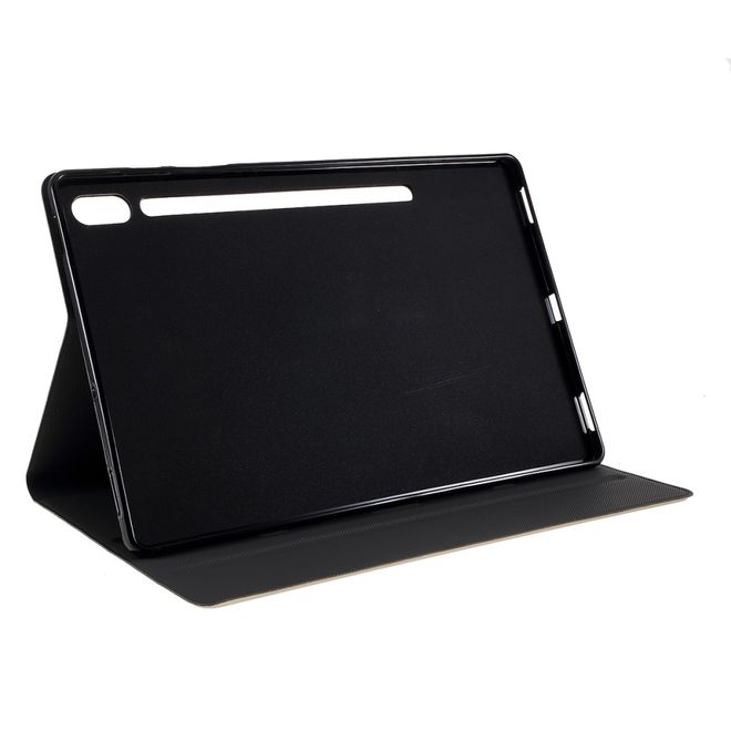 Samsung Galaxy Tab S6 Tablet Hülle - Leder Case - mit Standfunktion - gold