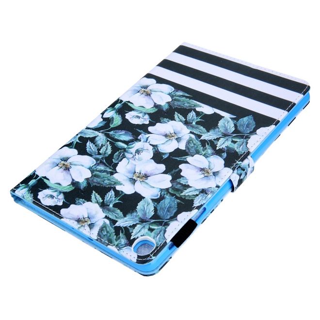 Samsung Galaxy Tab A 8.0 (2019) Tablethülle - Case aus Leder - mit Standfunktion - Blumen und Streifen