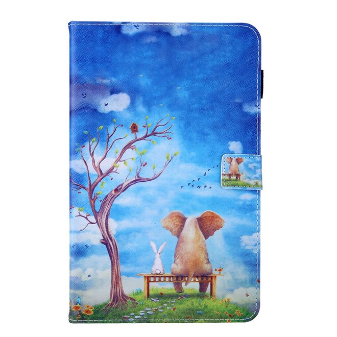Samsung Galaxy Tab A 8.0 (2019) Tablethülle - Case aus Leder - mit Standfunktion - Baum und Tiere