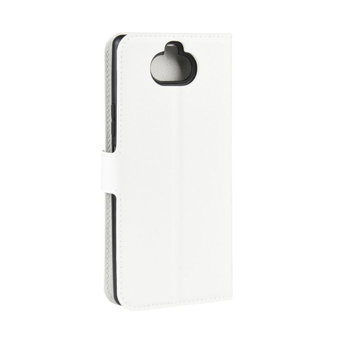 Sony Xperia 8 Handy Hülle - Litchi Leder Bookcover Series - weiss
