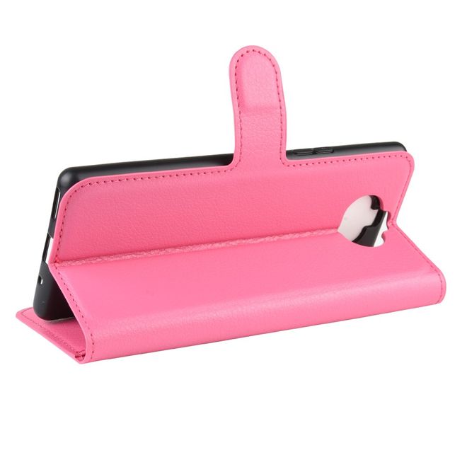 Sony Xperia 8 Handy Hülle - Litchi Leder Bookcover Series - rosa