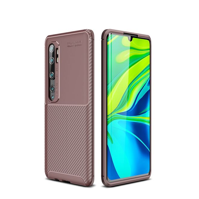 Xiaomi Mi Note 10 / Note 10 Pro Handyhülle - Carbon Fiber TPU Softcase Series - braun