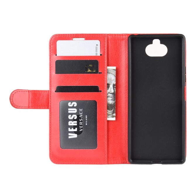 Sony Xperia 8 Handyhülle - Crazy Horse Leder Bookcover Series - rot