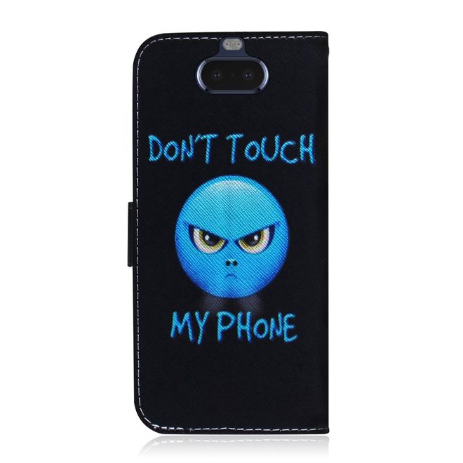 Sony Xperia 8 Handy Hülle - Leder Bookcover Image Series - blauer Smiley