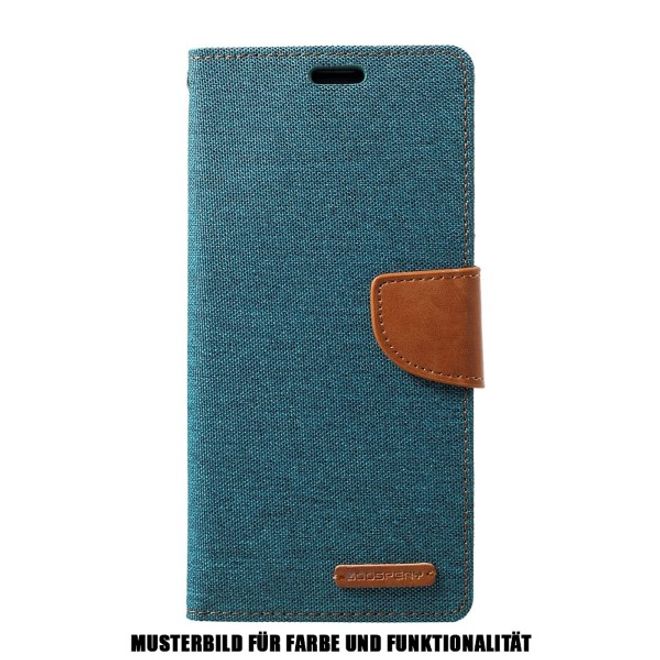 Goospery - Samsung Galaxy S20+ Hülle - Leder/Stoff Case - Canvas Diary Series - grün/camel