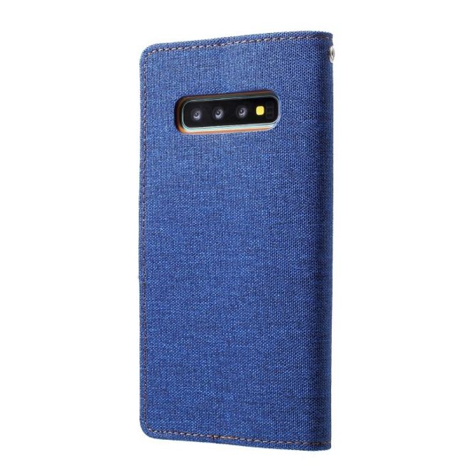 Goospery - Samsung Galaxy S20+ Hülle - Leder/Stoff Case - Canvas Diary Series - blau/camel