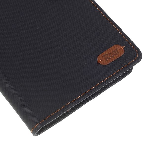 Roar Korea - Samsung Galaxy A10 Handy Hülle - Case aus Leder/Stoff - mit Köpermuster - schwarz
